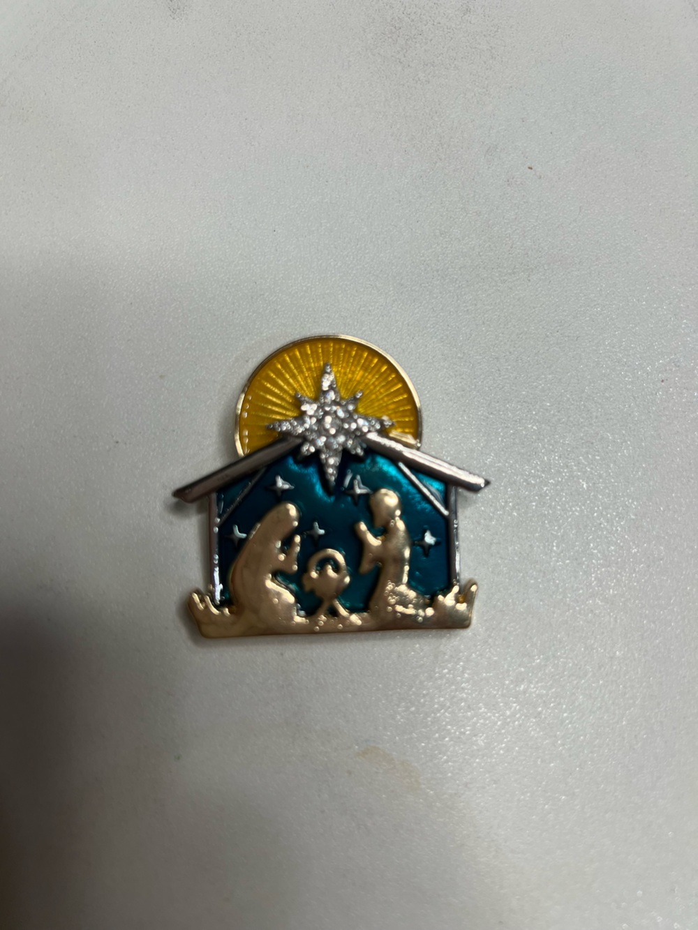 Holiday Nativity Enamel Pin - Blue and Gold